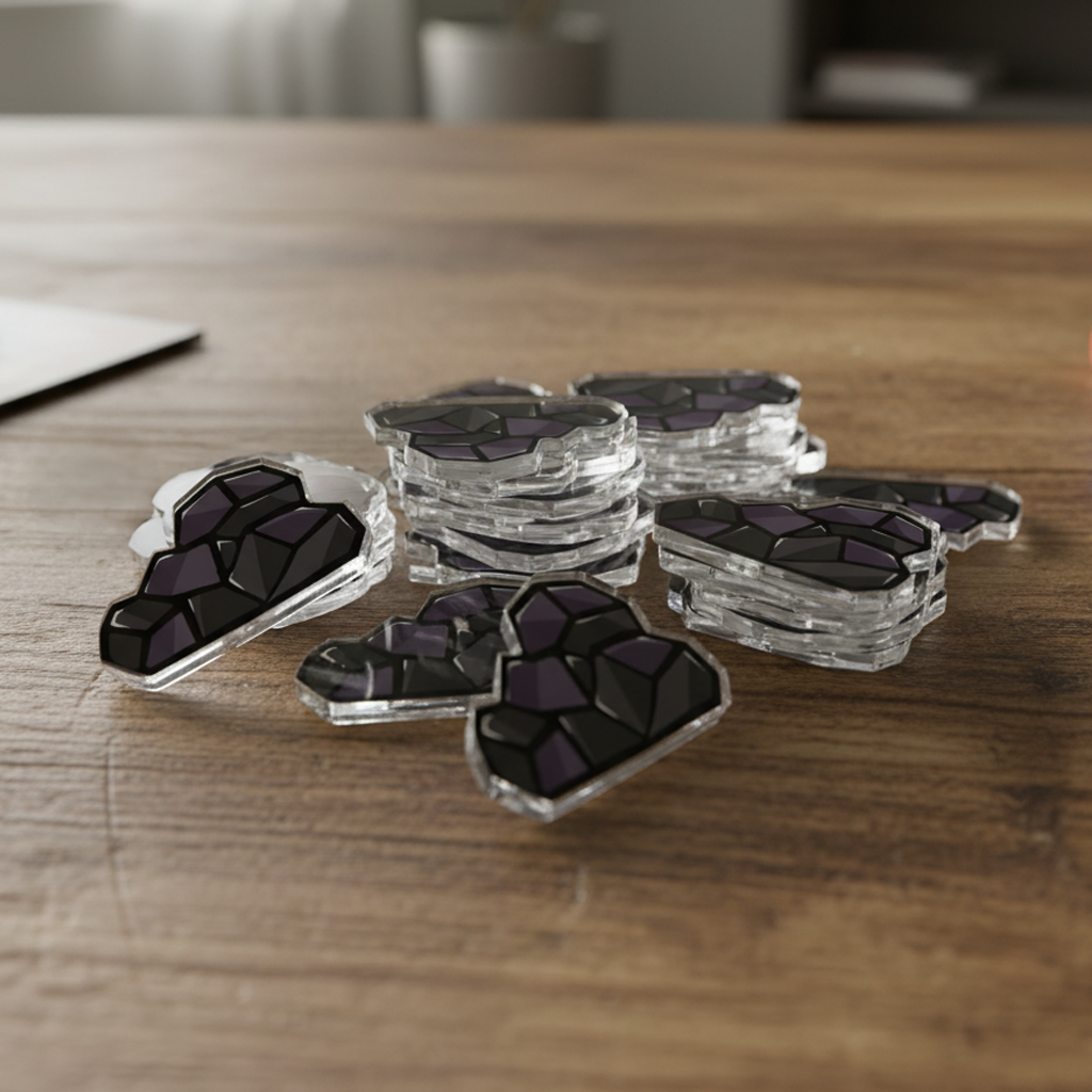 Coal Token | Acrylic Game Tokens – 0.75" | Double-Sided Print
