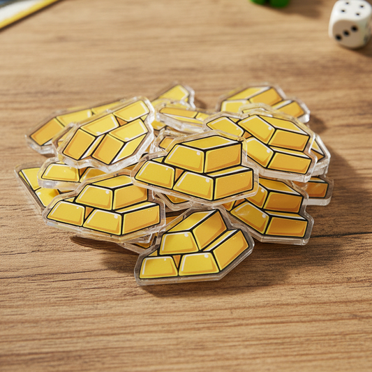 Gold Bar Token | Acrylic Game Tokens – 0.75" | Double-Sided Print