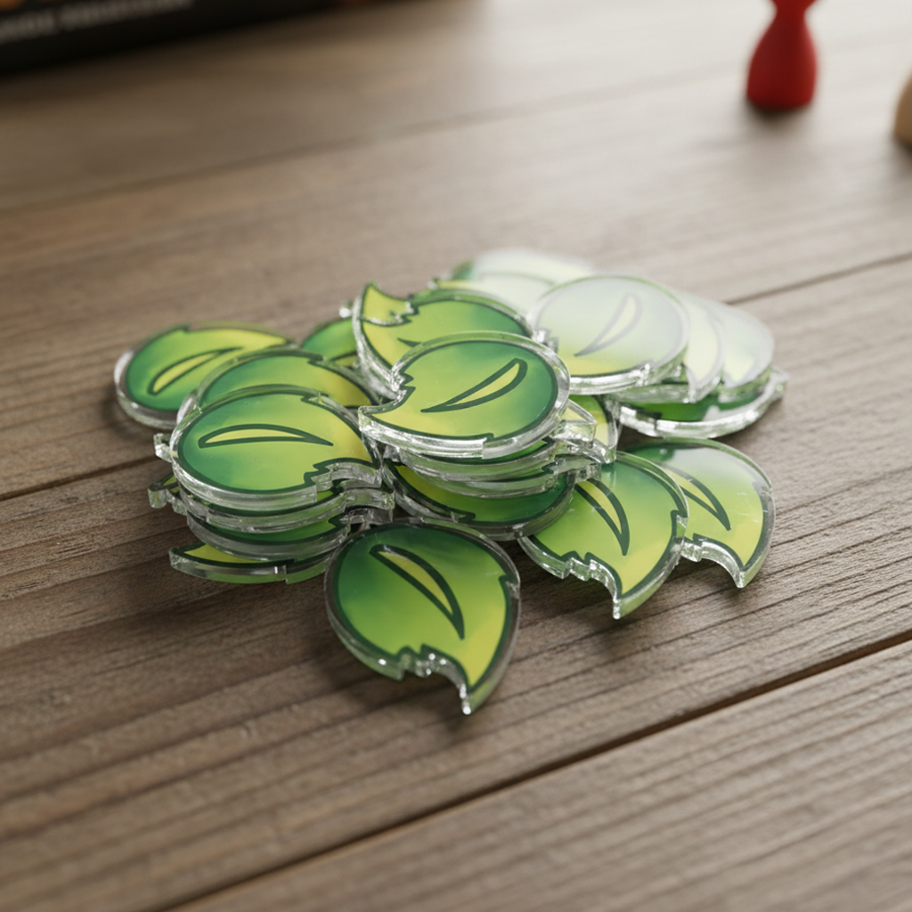 Leaf Token | Acrylic Game Tokens – 0.75" | Double-Sided Print