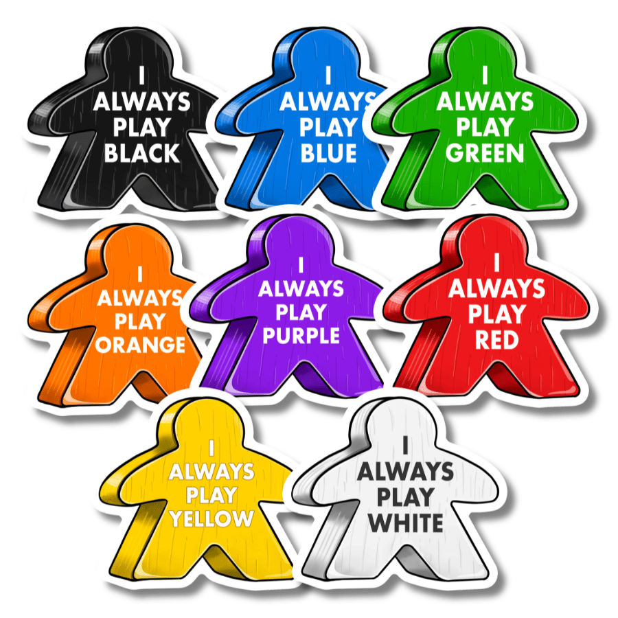 Meeple Sticker | I Always Play Colors | Waterproof & UV Proof
