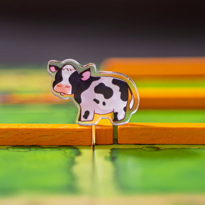 Black and White Cow Token | Acrylic Game Tokens – 0.75" | Double-Sided Print