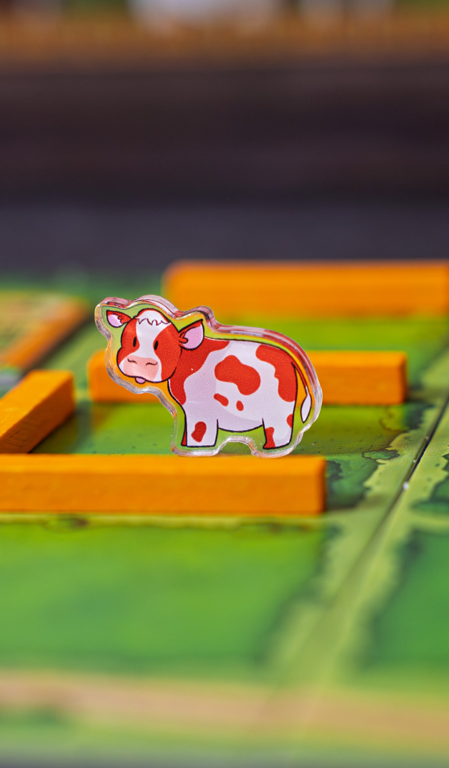 Brown and White Cow Token | Acrylic Game Tokens – 0.75" | Double-Sided Print