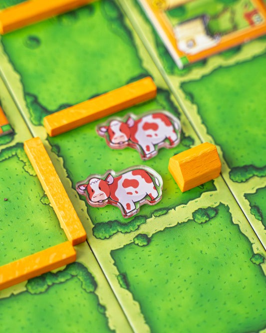 Brown and White Cow Token | Acrylic Game Tokens – 0.75" | Double-Sided Print