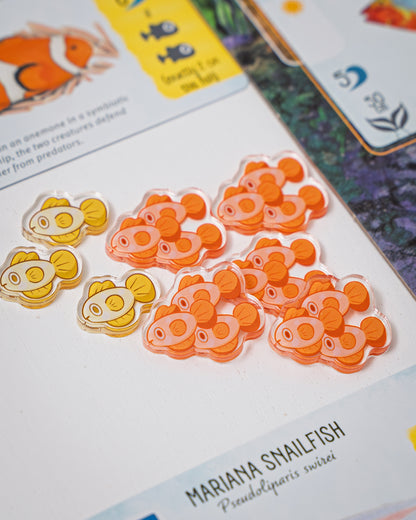 Fish Yellow Token | Acrylic Game Tokens – 0.75" | Double-Sided Print