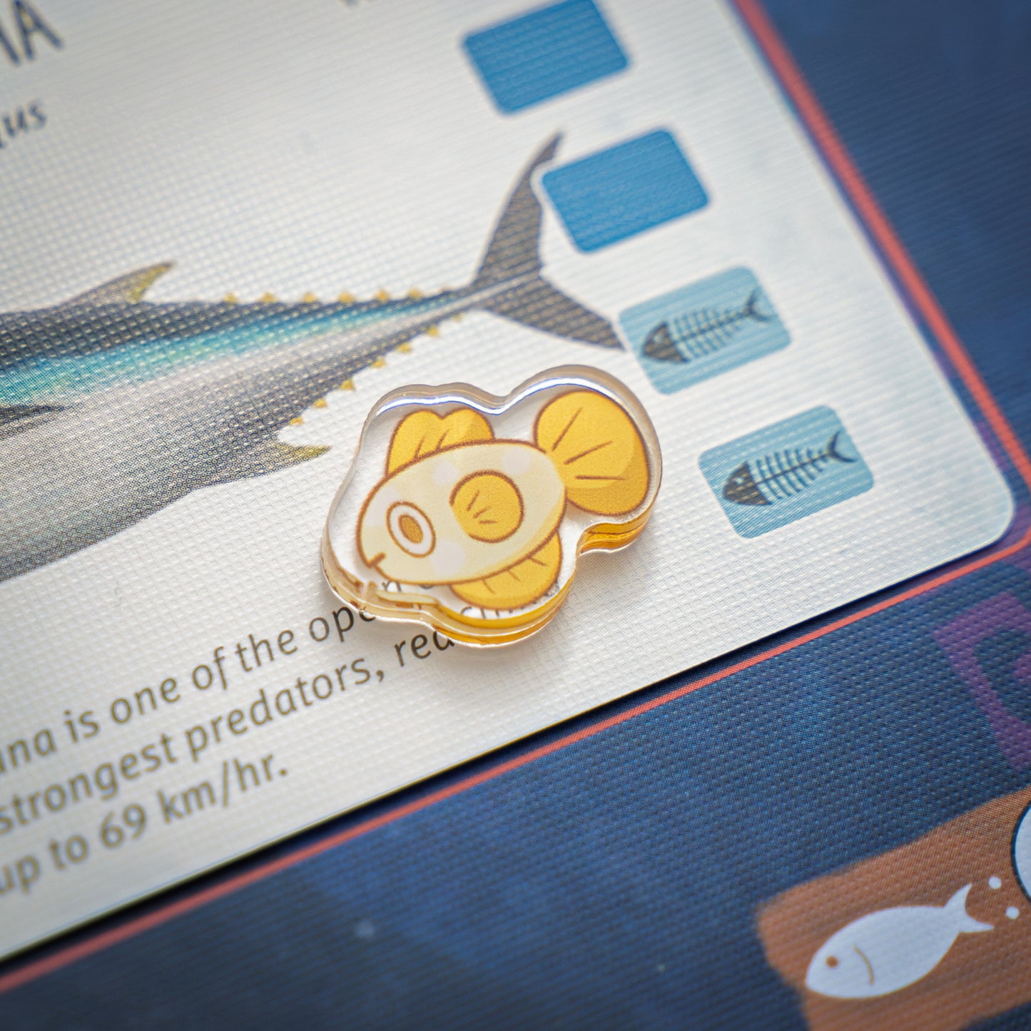 Fish Yellow Token | Acrylic Game Tokens – 0.75" | Double-Sided Print