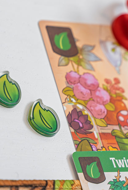 Leaf Token | Acrylic Game Tokens – 0.75" | Double-Sided Print