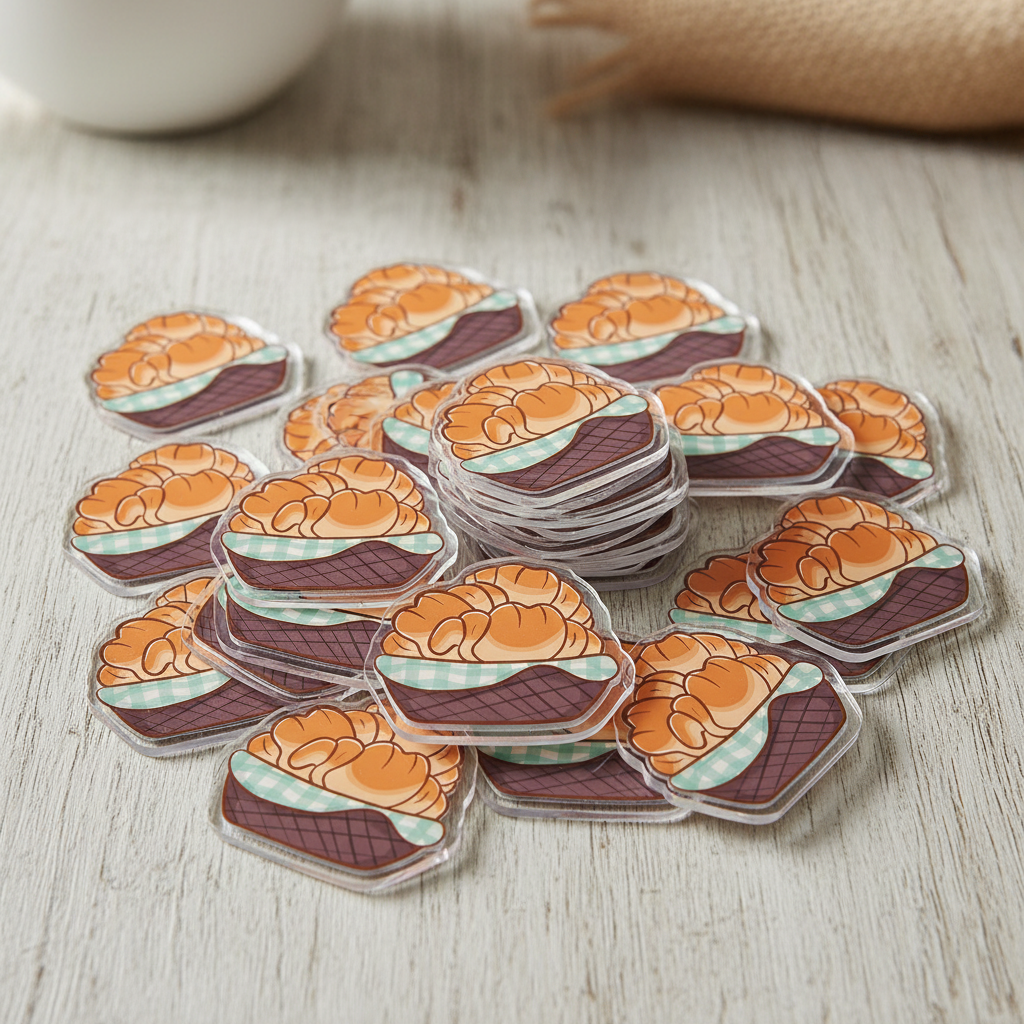 Bread Croissant Token | Acrylic Game Tokens – 0.75" | Double-Sided Print