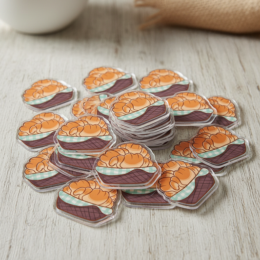 Bread Croissant Token | Acrylic Game Tokens – 0.75" | Double-Sided Print