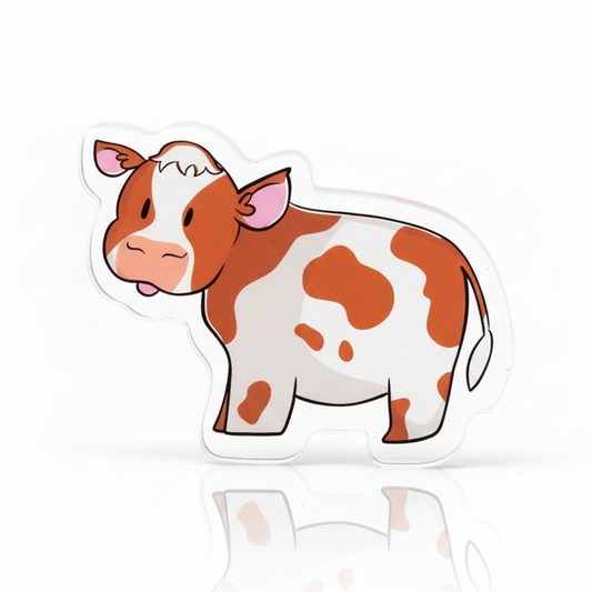 Brown and White Cow Token | Acrylic Game Tokens – 0.75" | Double-Sided Print