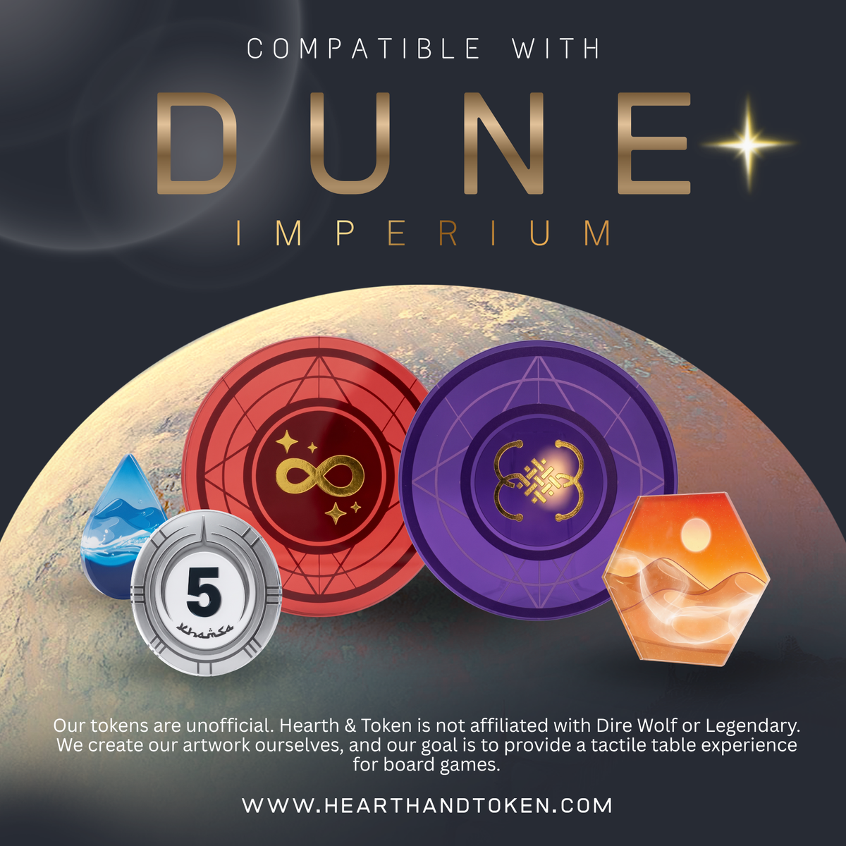 Dune Imperium Compatible Token Bundle | Acrylic Game Tokens