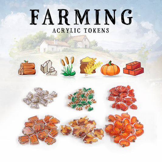 Farming Bundle Tokens | Acrylic Game Tokens – 0.75" | Double-Sided Print
