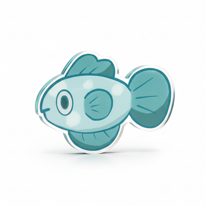 Fish Teal Token | Acrylic Game Tokens – 0.75" | Double-Sided Print