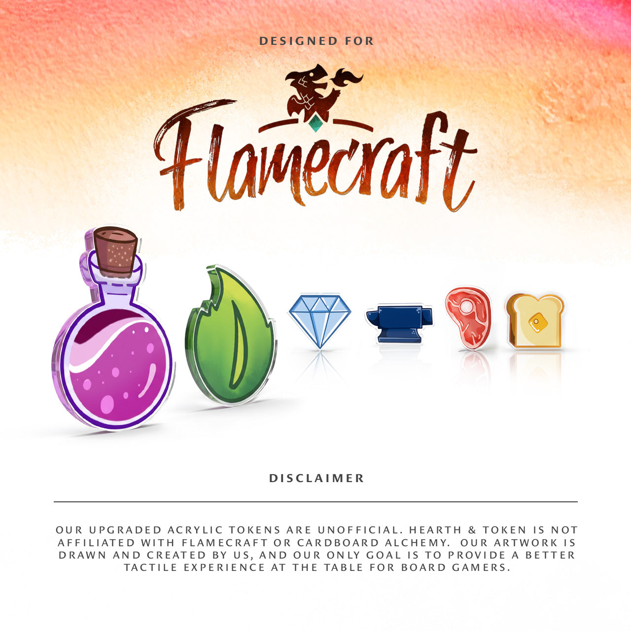 Flamecraft Bundle Tokens | Acrylic Game Tokens – 0.75" | Double-Sided Print