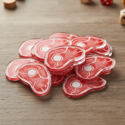 Meat Token | Acrylic Game Tokens – 0.75" | Double-Sided Print