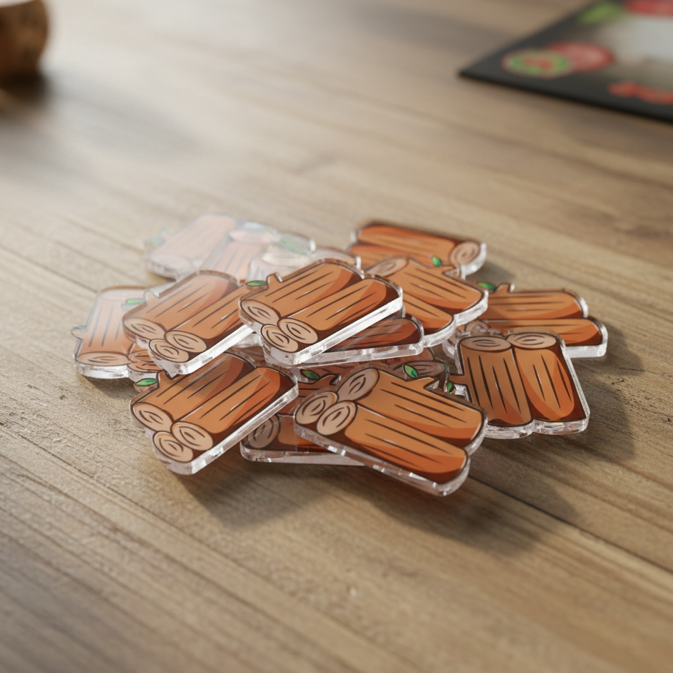 Wood Token | Acrylic Game Tokens – 0.75" | Double-Sided Print