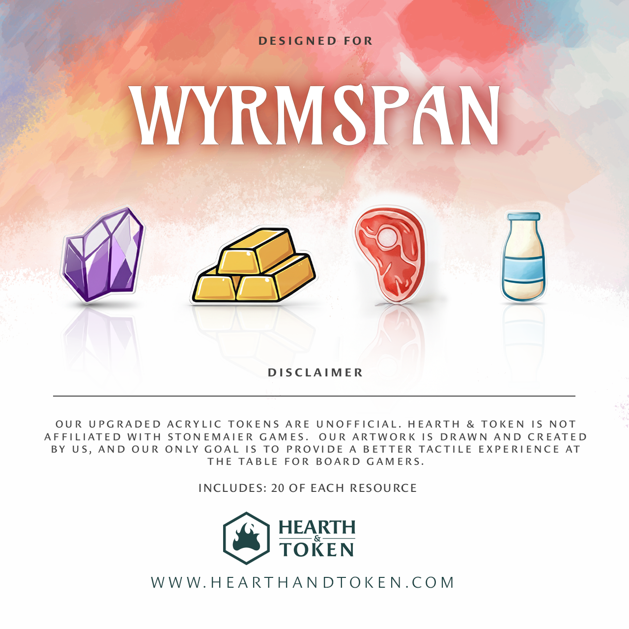 Wyrmspan Bundle Tokens | Acrylic Game Tokens – 0.75" | Double-Sided Print